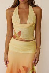 Starlit Petal Halter Top Yellow
