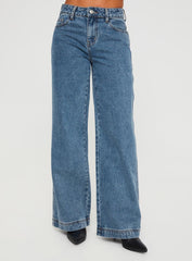 Jankins Low Rise Straight Leg Jeans Mid Wash