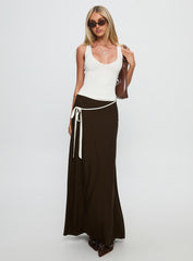 Keirah Contrast Wrap Maxi Skirt Chocolate / White