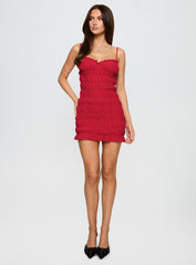 Agent Of Love Shirred Mini Dress Red