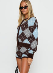 Kenlea Micro Shorts Blue Argyle