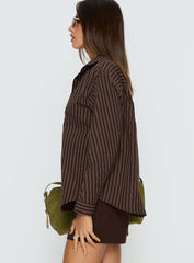 Ivara Long Sleeve Shirt Brown Stripe