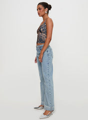 Ollie Mid Rise Straight Leg Jean Light Wash Denim