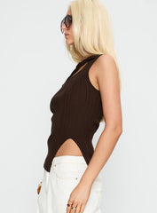 Cash Out Twist Detail Top Chocolate