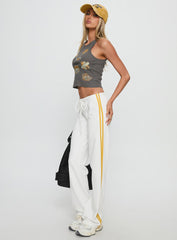Elation Low Rise Straight Leg Track Pant White