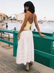 Calling For You Flowy Maxi Skirt White