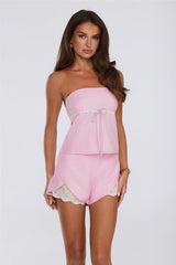 Love Bug Gingham Strapless Top Pink