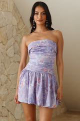 Cloud Of Dreams Strapless Mini Dress Purple