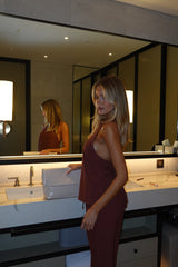 Clean Slate Tailored Halter Top Brown