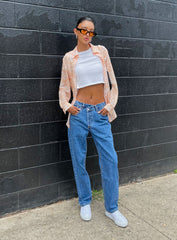 Holly Asymmetric Straight Leg Jean Mid Wash Denim