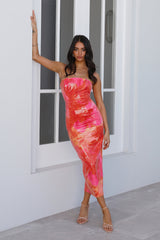 Runaway Oralie Midi Dress Orange Floral