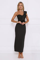 City Girl Energy One Shoulder Maxi Dress Black