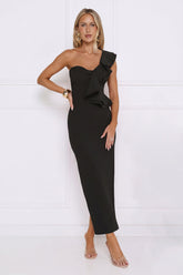 City Girl Energy One Shoulder Maxi Dress Black