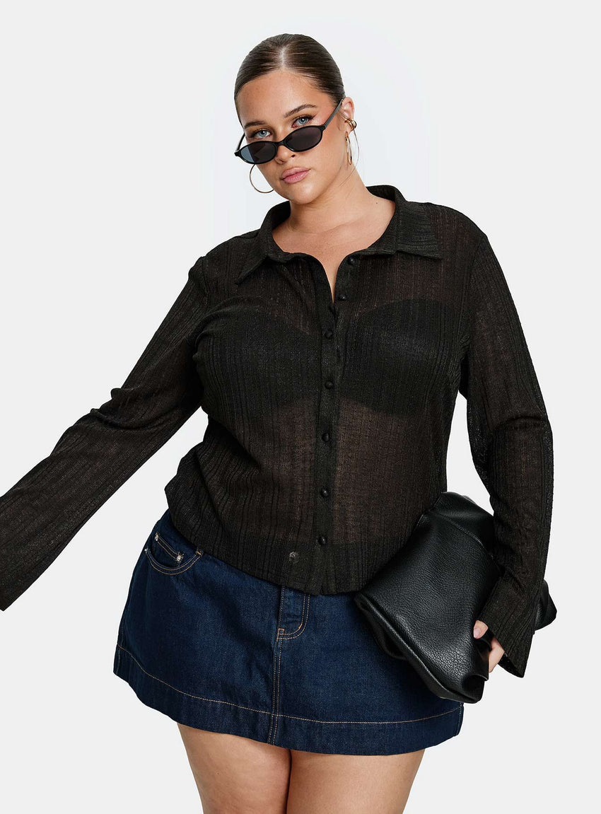 When You Sleep Long Sleeve Top Black Curve