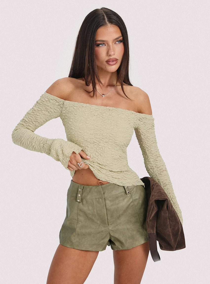 Kenickie Stud Micro Shorts Khaki