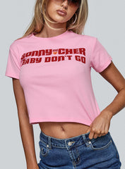 Sonny And Cher Vintage Graphic Top Pink