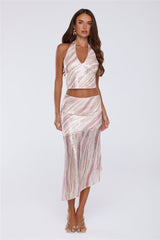 Sparkle Vibes Only Sequin Halter Top Multi