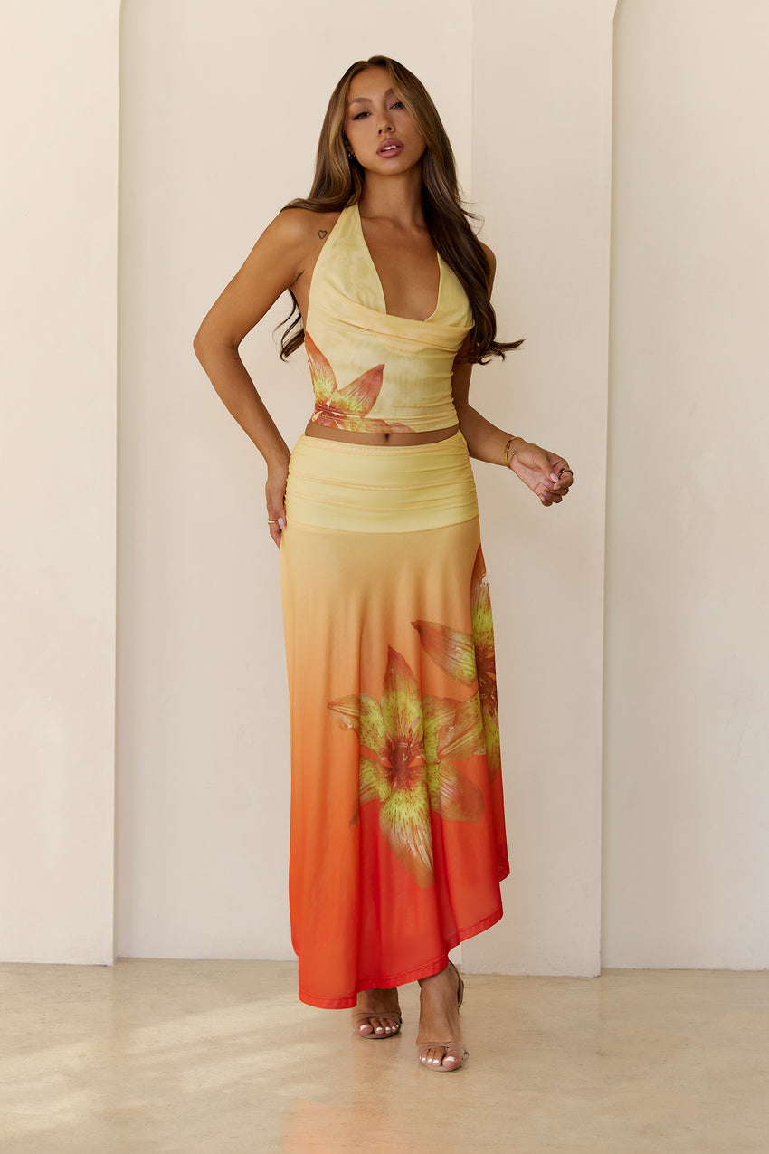 Starlit Petal Halter Top Yellow
