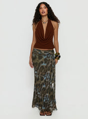 Caviar Tie Maxi Skirt Leopard