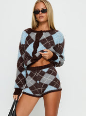 Kenlea Micro Shorts Blue Argyle
