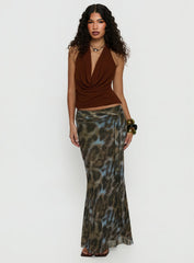 Caviar Tie Maxi Skirt Leopard