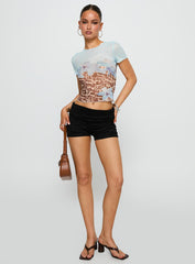 Pop Quiz Mesh Top Blue / Leopard