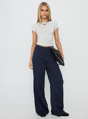 Lorenne Mid Rise Pant Navy Pinstripe