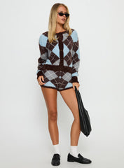 Kenlea Micro Shorts Blue Argyle