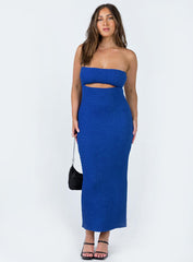 Talena Strapless Midi Dress Blue