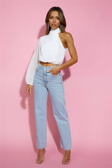 Deborah Chiffon Crop Top White
