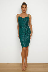 Dazzle Girl Sequin Midi Dress Green