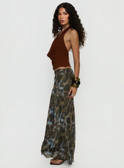 Caviar Tie Maxi Skirt Leopard