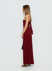 Odela Strapless Drop Waist Maxi Dress Cherry