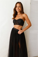 Dear Emilia Romanticise It Bustier Crop Top Black