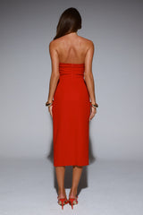 Love Emotions Strapless Midi Dress Red