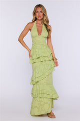 Daydream Hour Halter Maxi Dress Lime