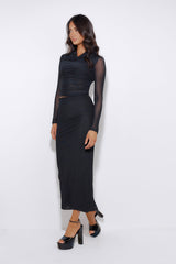 Trends In The City Mesh Maxi Skirt Black